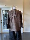 Chocolate Brown Silk Blouse with Sailor Collar