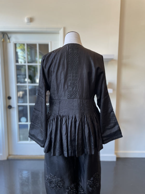 Black Silk Wrap Blouse