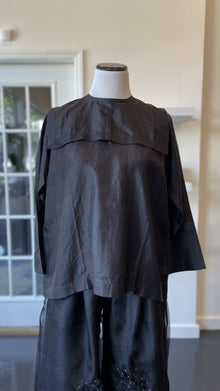  Black Silk Blouse with Sailor Collar