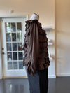 Chocolate Brown Silk Ruffle Blouse