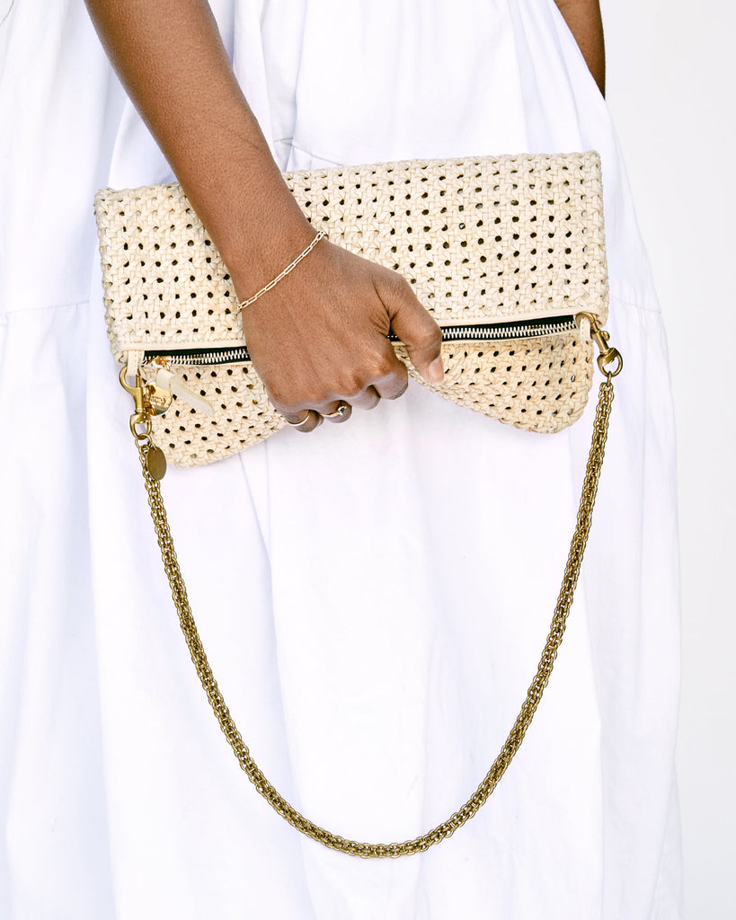 Clare V Foldover Clutch With Tabs Crochet Checker at Penelope T