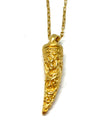 Heather Benjamin Gold Carved Horn Pendant Necklace