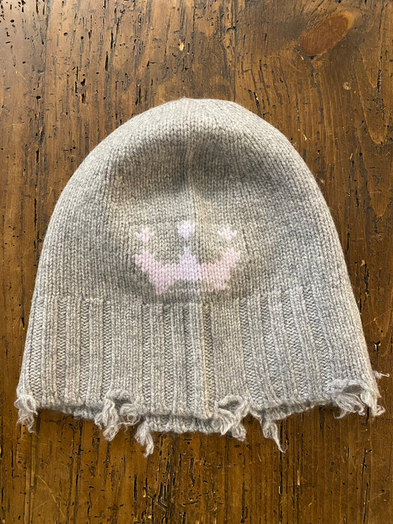 Brazeau Tricot Flower (Lt Gray) Cashmere Crown Beanie