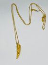 Heather Benjamin Gold Carved Horn Pendant Necklace