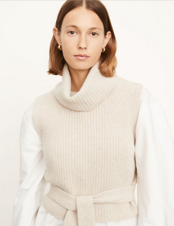 Vince Oat Pointelle Turtleneck Shell