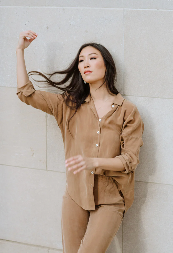 Natalie Busby Closet Hero Blouse in Camel