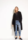 Black women's long sleeved wool coat