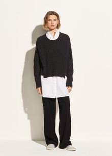  Vince Overlap panel Crew sweater, wool blend, heather black found at Patricia in Southern Pines, NC