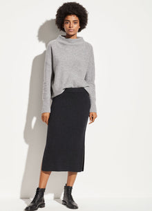  Vince Heathered Charcoal Ribbed Wool Skirt