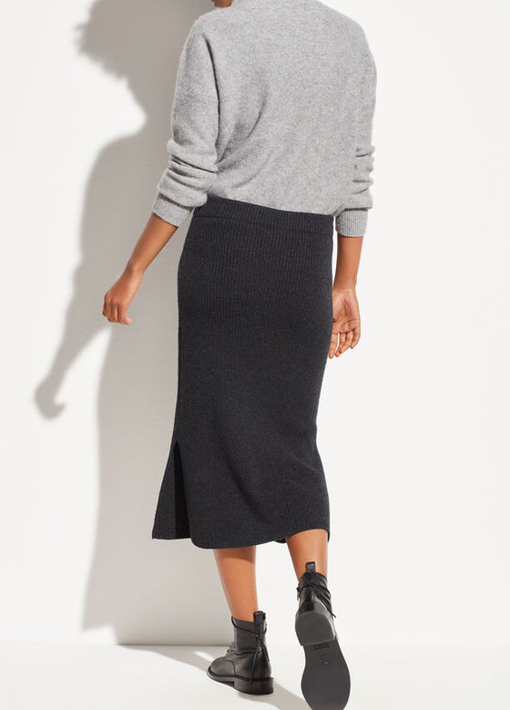 Vince Heathered Charcoal Ribbed Wool Skirt