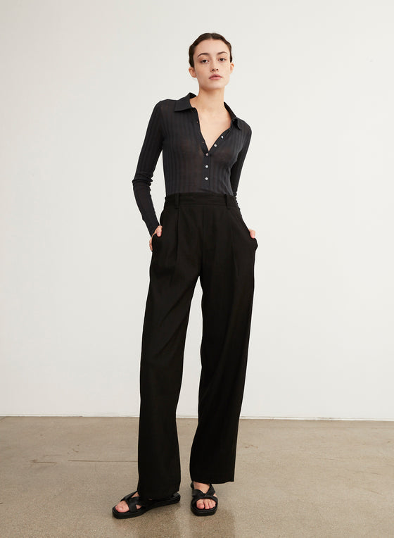 Vince Black Pleat Front Pull On Pant