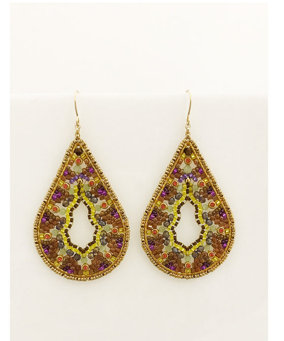 Miguel Ases Smoky Hydro Quartz, Swarovski and Miyuki Seed Beads Earring