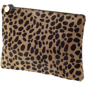 Clare V. Flat Leopard clutch