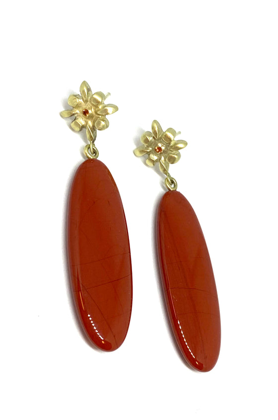 Judi Powers Red Jasper Drop Earrings  14K