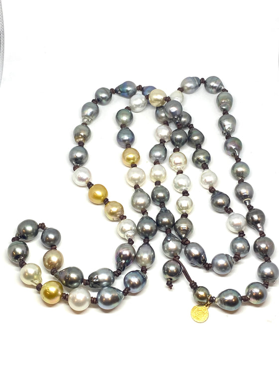 perle by Lola long sautoir Tahitian and south sea pearls necklace found at Patricia in southern pines, nc