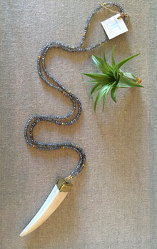  T. Marie Diamond faceted Labradorite and Horn Necklace