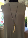 T. Marie Diamond faceted Labradorite and Horn Necklace