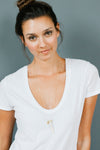 Tess + Tricia Mixed Metal Beaded  Antler Tip Necklace