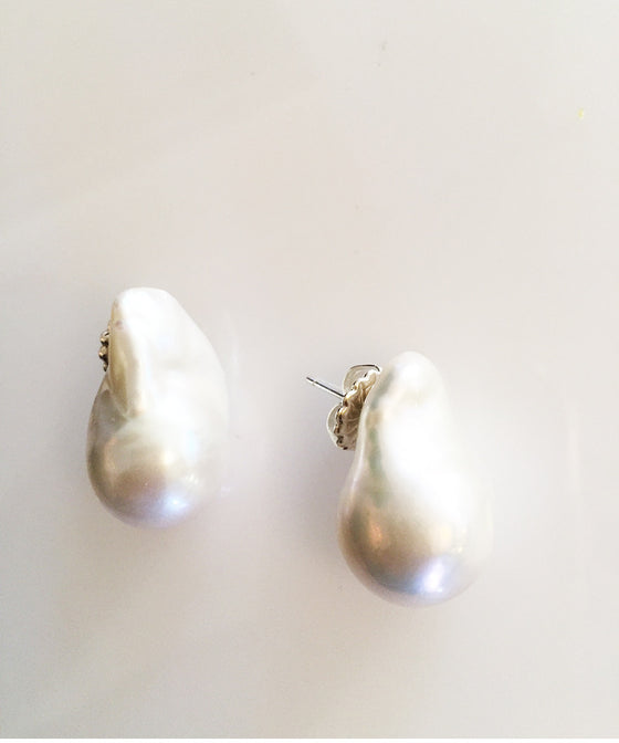 Margo Morrison White Baroque Pearl Earrings