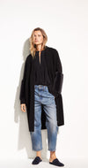 Minimalist women's black wool coat by Vince